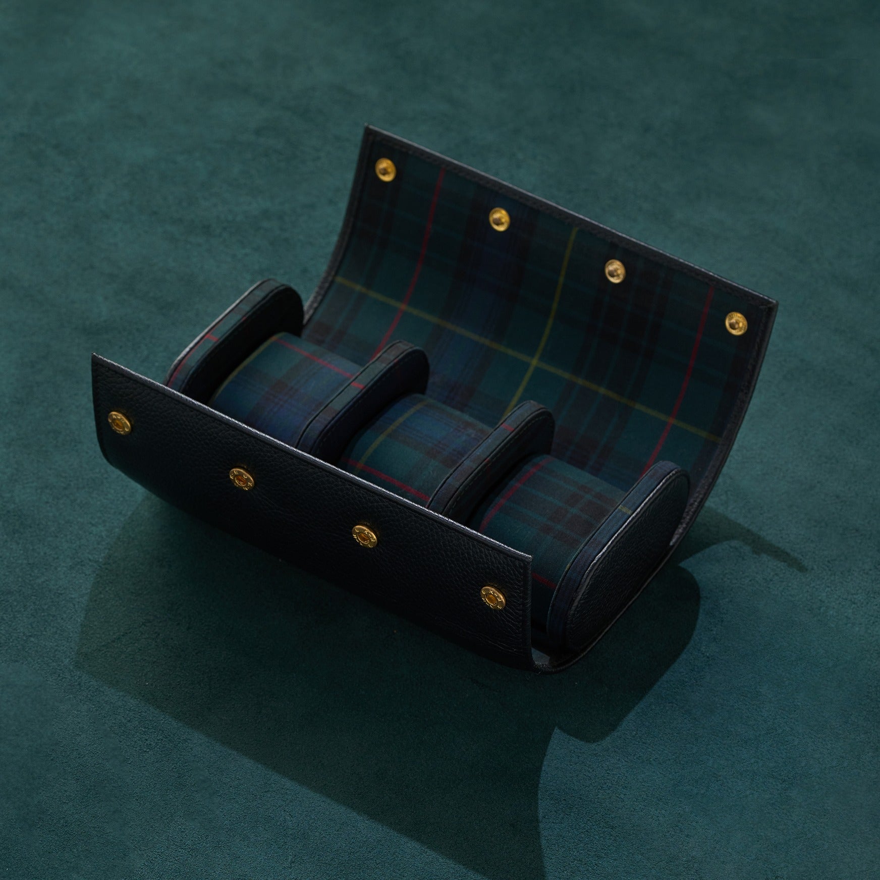 Watch Roll - Green Tartan - Set of 3