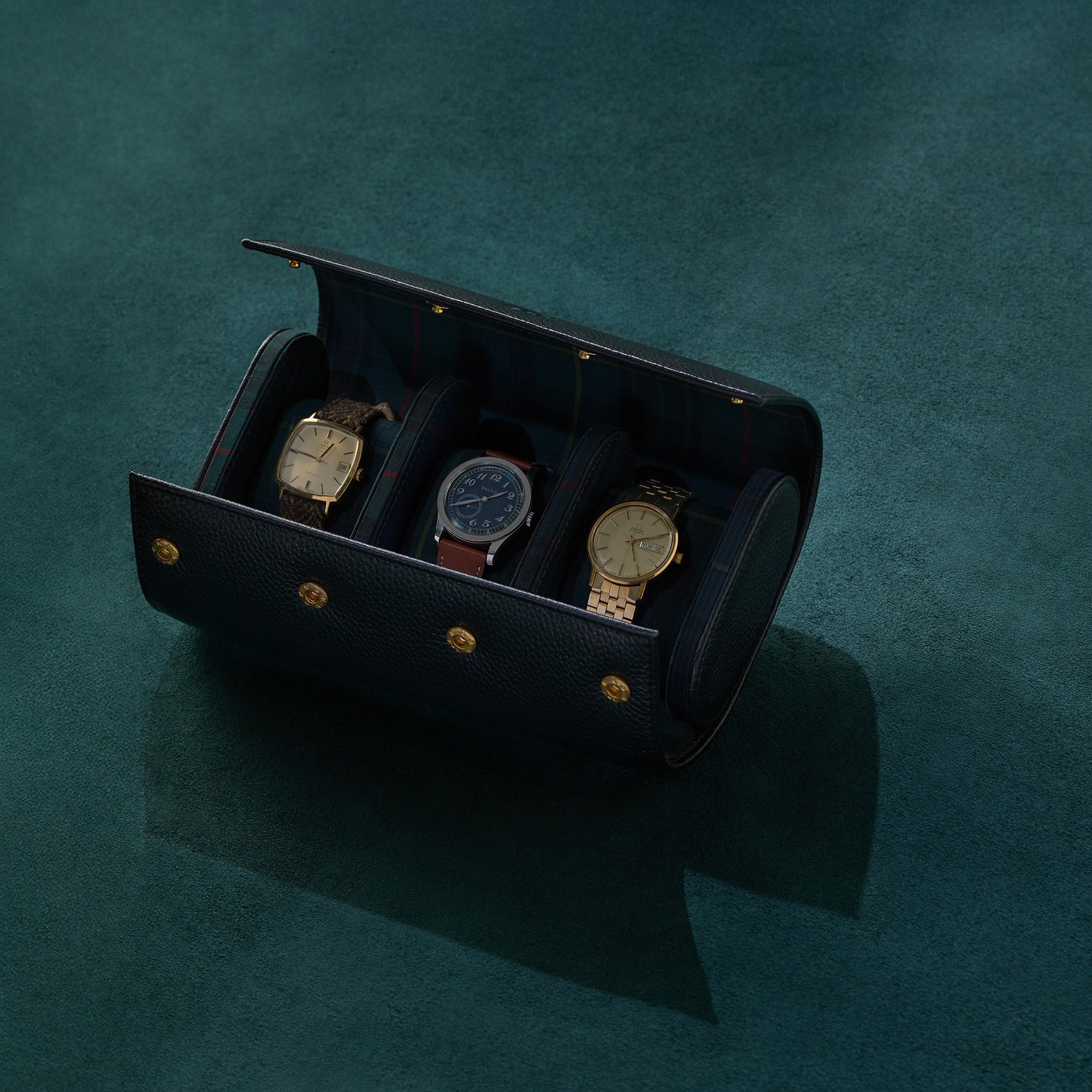 Watch Roll - Green Tartan - Set of 3